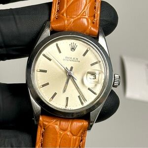 Rolex Oysterdate Precision 6694 Date Silver Stainless Steel 34mm Luxury Watch